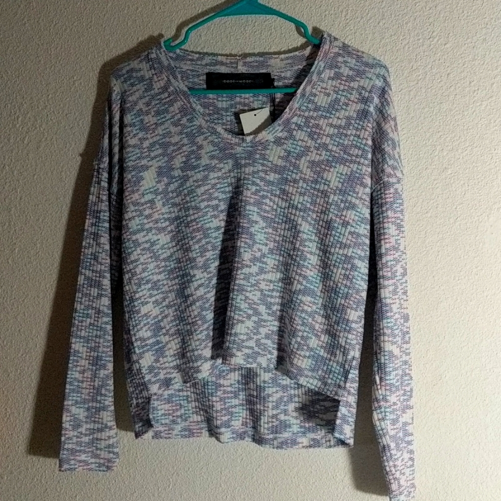 NWT Code X Mode Space Dye Blouse XS Burgundy Blue
